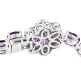 Rhodium Plated Sterling Silver Bracelet With Polished African Amethyst And  Blue Diamond - Fashion Apparel 