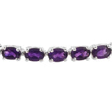 Rhodium Plated Sterling Silver Bracelet With Polished African Amethyst And  Blue Diamond - Fashion Apparel 