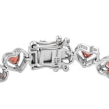 Rhodolite Garnet, Pink Tourmaline, And Red Garnet Gemstones Featuring In Rhodium Plated Sterling Silver Bracelet. - Fashion Apparel 