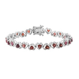 Rhodolite Garnet, Pink Tourmaline, And Red Garnet Gemstones Featuring In Rhodium Plated Sterling Silver Bracelet. - Fashion Apparel 