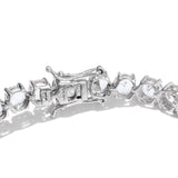 Sterling Silver Band Style Ring With Rhodium Plating And White Topaz Stones - Fashion Apparel 