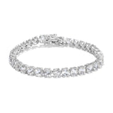 Sterling Silver Band Style Ring With Rhodium Plating And White Topaz Stones - Fashion Apparel 