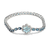 Rhodium Plating Sterling Silver Bracelet With London Blue Topaz, Natural White Zircon, Swiss Blue Topaz Stones. - Fashion Apparel 