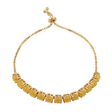 Yellow Jade Gemstones Embedded On A Yellow Gold Plated Sterling Silver Bracelet. - Fashion Apparel 