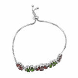 Russian Diaopside And Red Garnet Gemstones Adored In Rhodium Plated Sterling Silver Bracelet. - Fashion Apparel 