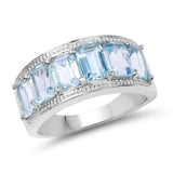 4.08 Carat Genuine Blue Topaz .925 Sterling Silver Ring-9 - Fashion Apparel 