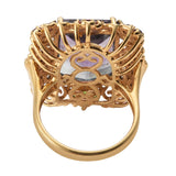 Multi Fluorite Square Ring With African Amethyst, Russian Diaopside Signity Paraiba Topaz And Tanzanite Gemstones Set In Rhodium - Fashion Apparel 