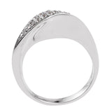 Stylish Natural White Zircon Ring Set In Rhodium - Fashion Apparel 