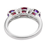 Rhodium Plated Sterling Silver Ring With Polished Flamingo Pink Quartz And White Topaz - Fashion Apparel 