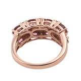 Stunning Sterling Silver Rose Gold Plated Ring Bejeweled With Pink Tourmaline And Natural White Zircon - Fashion Apparel 
