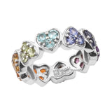 Multi-Gem Round Shaped Amethyst Ring In Sterling Silver Plated With Rhodium. - Fashion Apparel 