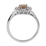 Andalusite & White Topaz Sterling Silver Ring Polished With Rhodium. - Fashion Apparel 