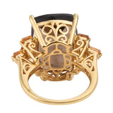 Smoky Quartz, Citrine Sterling Silver Ring Polished With Yellow Gold Rhodium. - Fashion Apparel 
