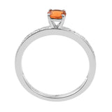 Fire Opal With White Zircon Sterling Silver Ring Polished With Rhodium. - Fashion Apparel 