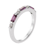 White Zircon, Rhodolite Garnet Sterling Silver Ring Plated With Rhodium. - Fashion Apparel 