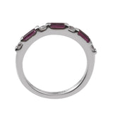 White Zircon, Rhodolite Garnet Sterling Silver Ring Plated With Rhodium. - Fashion Apparel 