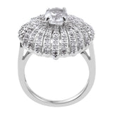Petalite Ring With Natural White Zircon Polished With Rhodium In Sterling Silver. - Fashion Apparel 