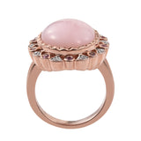 Pink Sapphire, Natural White Zircon Ring Polished With Rose Gold Rhodium In Sterling Silver. - Fashion Apparel 
