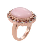 Pink Sapphire, Natural White Zircon Ring Polished With Rose Gold Rhodium In Sterling Silver. - Fashion Apparel 