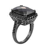 Stunning Black Rhodium Plated Sterling Silver Ring With Black Spinel And  Rutile Quartz. - Fashion Apparel 
