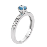 Sterling Silver Ring With Rhodium Plating And Neon Apatite And Natural White Zircon - Fashion Apparel 