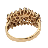 Jeweled With Polished Brown Zircon Gemstones Yellow Gold Rhodium Plated Sterling Silver Ring. - Fashion Apparel 