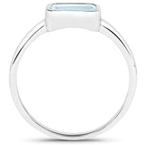 Rhodium Plated Sterling Silver Ring With Polished Blue Topaz. - Fashion Apparel 