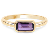 Elegant Sterling Silver Ring Adorned With Yellow Gold Plated And Polished African Amethyst. - Fashion Apparel 