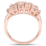 Beautifully Crafted Rhodium Gold Plated Sterling Silver Ring With Polished Morganite, And White Topaz. - Fashion Apparel 