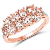 Beautifully Crafted Rhodium Gold Plated Sterling Silver Ring With Polished Morganite, And White Topaz. - Fashion Apparel 